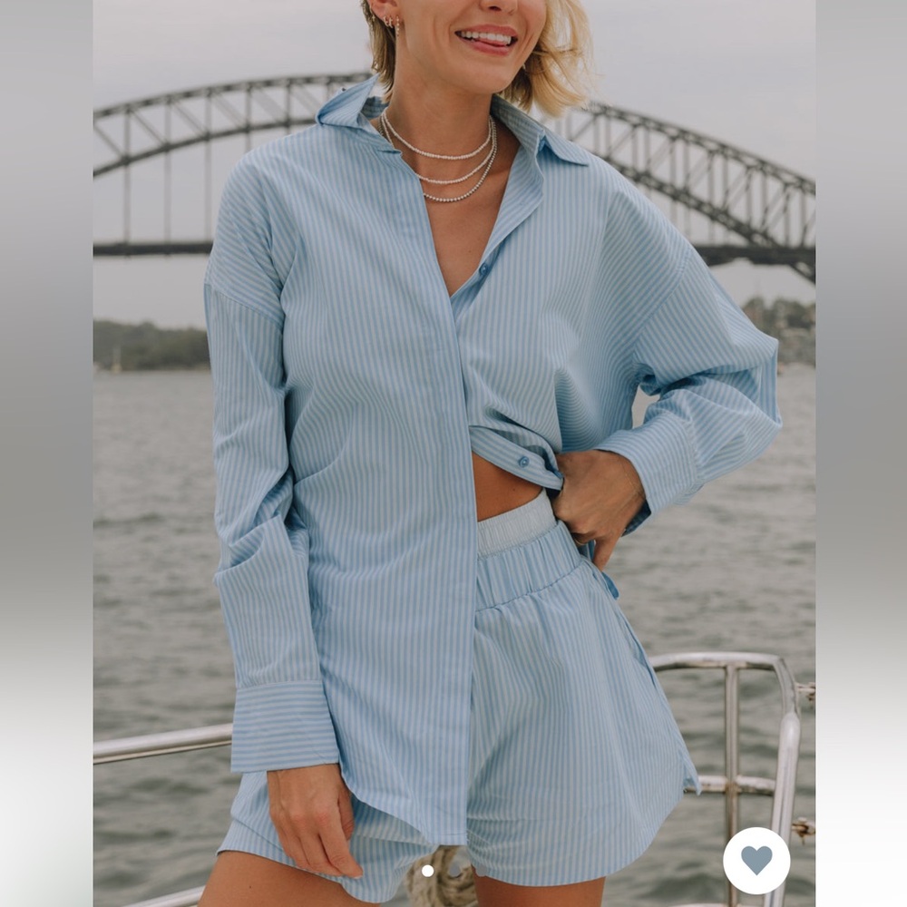 Daily Drills Light Blue Striped Button-Down Shirt
